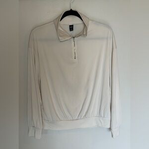 Elegant Cream Zip-Up Women's Blouse